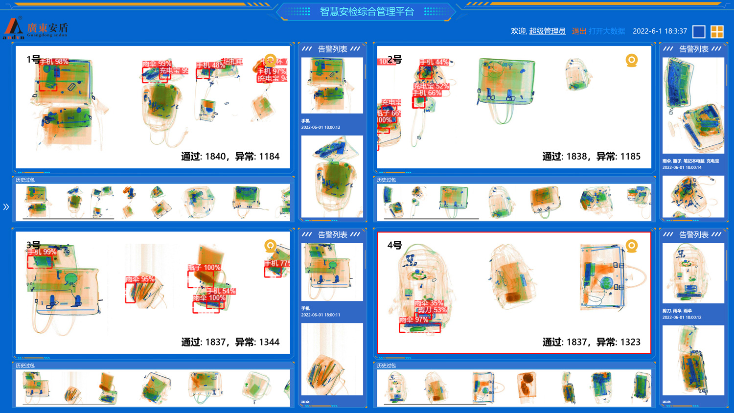 X光安检机多台联网平台